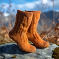 bright knitted wool socks, warm clothes