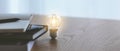 Bright lamp. Business working success or education learning idea