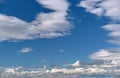 Bright landscape of white puffy cumulus clouds on blue clear sky Royalty Free Stock Photo