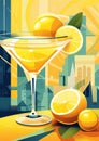 Lemon Drop Martini on a table by Generative AI