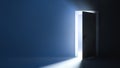 Bright light behind the slightly ajar door. Abstract background Royalty Free Stock Photo