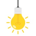 Bright Light Bulb Flat Icon Isolated on White