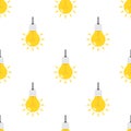 Bright Light Bulb Flat Icon Seamless Pattern Royalty Free Stock Photo