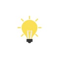Bright light bulb idea icon flat style