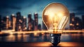 A Bright Light Bulb Illuminating a Wooden Table