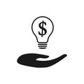 Bright light bulb Inside - a dollar symbol. Idea lamp icon collection. Flat style Royalty Free Stock Photo