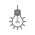 Bright Light Bulb Outline Flat Icon on White Royalty Free Stock Photo