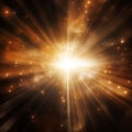 Bright light explosion background. Abstract golden bursting light ray with motion blur. Royalty Free Stock Photo