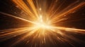 Bright light explosion background. Abstract golden bursting light ray with motion blur. Royalty Free Stock Photo