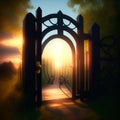 Bright Light Gate, Generative AI Illustration Royalty Free Stock Photo