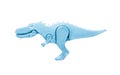 Bright light green object in shape of dinosaur toy printed on 3d printer