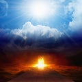 Bright light from heaven, road to hell, heaven and hell Royalty Free Stock Photo