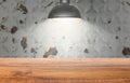 Bright light interrogation team wooden table lonely room for display. hanging lamp Royalty Free Stock Photo