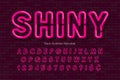 Bright light neon alphabet, retro-futuristic style original type.