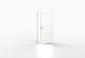 Bright light shining through open white door on white background Royalty Free Stock Photo