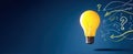 The Bright Lightbulb Representing Ideas and Creative Solutions Emerging from Questions.AI generated image Royalty Free Stock Photo