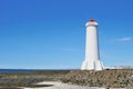 Bright lighthouse in the Icelandic town of Akranes in the western Iceland