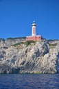 A bright lighthouse on the island of Capri