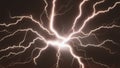 Bright lightning on a black background. Electrical discharges. Thunderstorm. Generated AI. Royalty Free Stock Photo