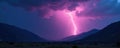 Bright lightning bolt against brooding mountain sky , dramatic, energy Royalty Free Stock Photo