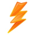 Bright lightning bolt icon, cartoon style