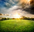 Bright lightning over field