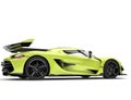 Bright lime green race super car - back shot