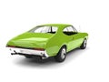 Bright lime green vintage restored muscle car - rear view