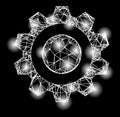 Bright Linear Mesh Smart Cog with Lightspots Royalty Free Stock Photo