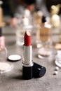 Bright lipstick on dressing table Royalty Free Stock Photo