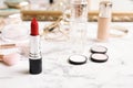 Bright lipstick on dressing table Royalty Free Stock Photo