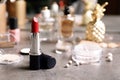 Bright lipstick on dressing table Royalty Free Stock Photo