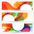 Bright liquid flow colorful banners set