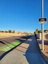 Bike Lane road sign at residential city road Royalty Free Stock Photo