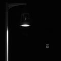 Bright Lit Outdoor Lantern Lamp Pole Post, Lonely Concept Solitude Metaphor, Illuminated Window Light, Vertical Deserted Night