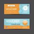 Bright lively orange and blue voucher template