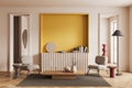 Bright living room interior with armchairs and drawer with decor. Mockup wall Royalty Free Stock Photo