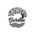 Bright logo on the garden theme Vector illustration