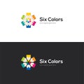 Bright logo with six colorful pencils.