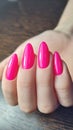 Bright long cat nails with shellac