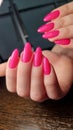 Bright long cat nails with shellac