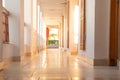 Bright long corridor to hotels in egypt on vacation