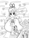 Bright attractive young girl shoujo anime manga style in ancient Chinese costume coloring page 2021
