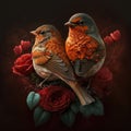 bright lovebirds sit and love each othe Royalty Free Stock Photo