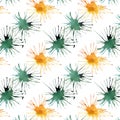 Bright lovely cute beautiful artistic abstract green emerald cadmium blots pattern watercolor
