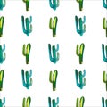 Bright lovely cute sophisticated beautiful mexican hawaii tropical floral herbal summer green pattern of a cactus paint like child