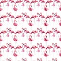 Bright lovely tender gentle sophisticated wonderful tropical hawaii animal wild summer beach pink flamingos pattern watercolor han Royalty Free Stock Photo