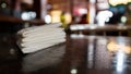 Bright low angle close up shot of tissue papers with bright light reflecting on the table for Table Etiquette concept Royalty Free Stock Photo