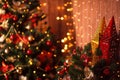 Christmas tree blurred background witn stars and luminosity Royalty Free Stock Photo