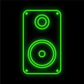 Bright luminous green digital neon sign for a store or workshop service center beautiful shiny with a music audio column